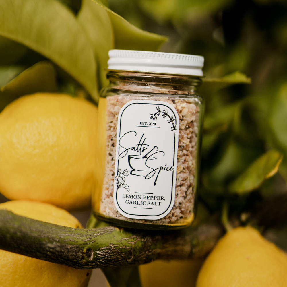 Salt & Spice Co. Lemon Pepper Garlic Salt.